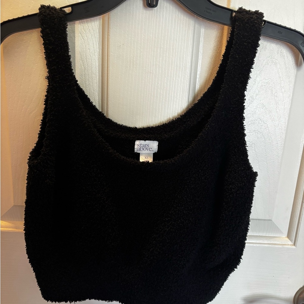 Stars Above Black Fitted Crop Tank Top